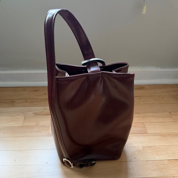 Burgundy Shoulder Bag with Silver Accent - Picture 3 of 8